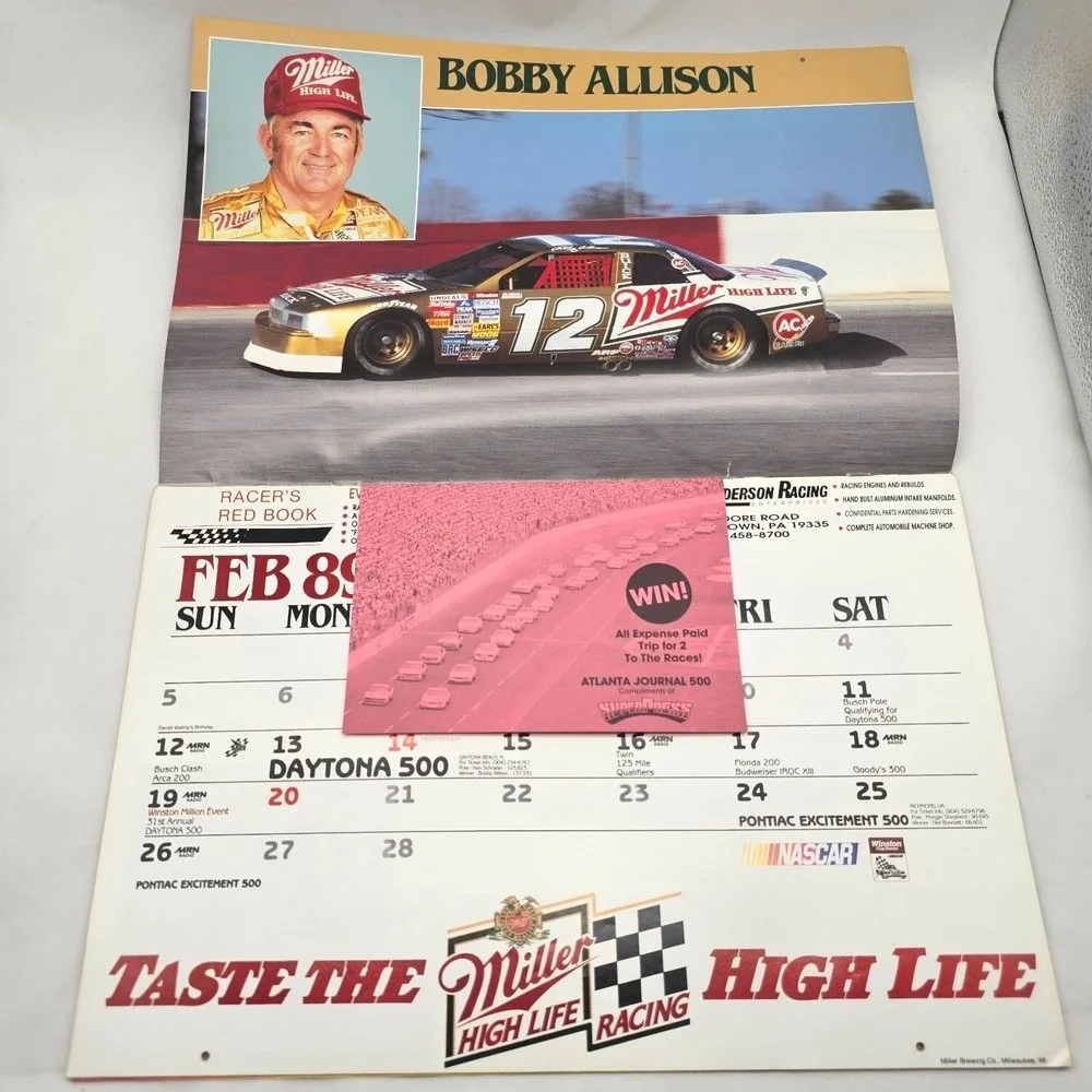 1989 NASCAR Winston Cup Driver Calendar Racing Motorsports Stock Cars Vintage